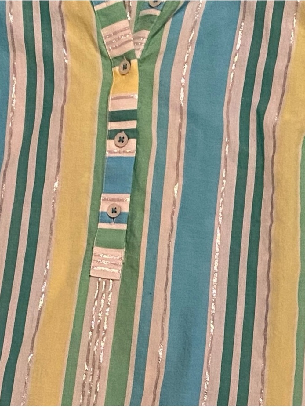 Talbots Striped Tunic in Aqua, Teal and Lime, Cotton and Metallic, Size M - Picture 7 of 9